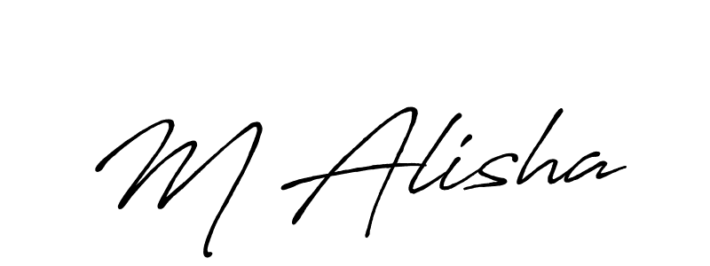 Also You can easily find your signature by using the search form. We will create M Alisha name handwritten signature images for you free of cost using Antro_Vectra_Bolder sign style. M Alisha signature style 7 images and pictures png