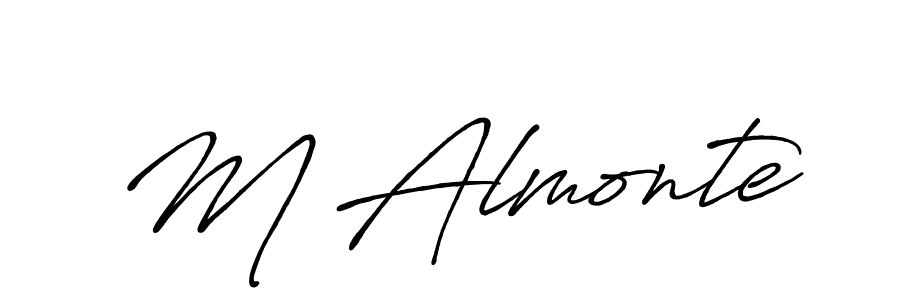 The best way (Antro_Vectra_Bolder) to make a short signature is to pick only two or three words in your name. The name M Almonte include a total of six letters. For converting this name. M Almonte signature style 7 images and pictures png