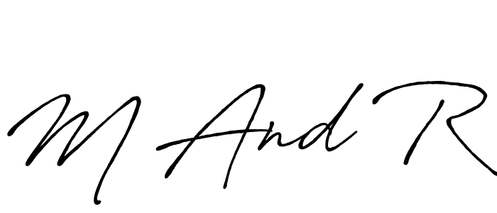 The best way (Antro_Vectra_Bolder) to make a short signature is to pick only two or three words in your name. The name M And R include a total of six letters. For converting this name. M And R signature style 7 images and pictures png