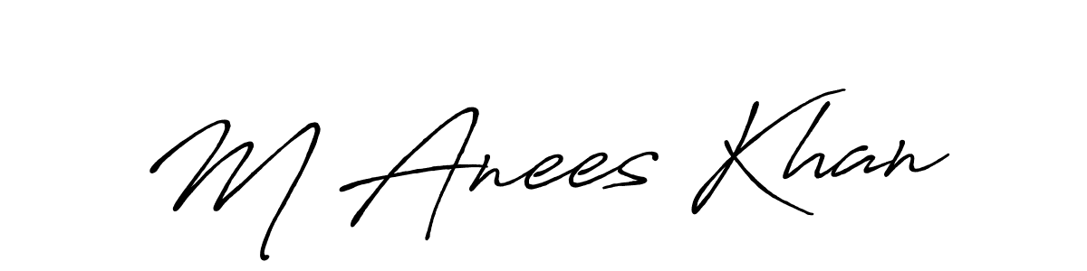 The best way (Antro_Vectra_Bolder) to make a short signature is to pick only two or three words in your name. The name M Anees Khan include a total of six letters. For converting this name. M Anees Khan signature style 7 images and pictures png