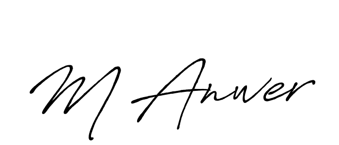 The best way (Antro_Vectra_Bolder) to make a short signature is to pick only two or three words in your name. The name M Anwer include a total of six letters. For converting this name. M Anwer signature style 7 images and pictures png