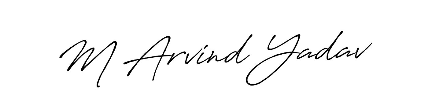 Antro_Vectra_Bolder is a professional signature style that is perfect for those who want to add a touch of class to their signature. It is also a great choice for those who want to make their signature more unique. Get M Arvind Yadav name to fancy signature for free. M Arvind Yadav signature style 7 images and pictures png