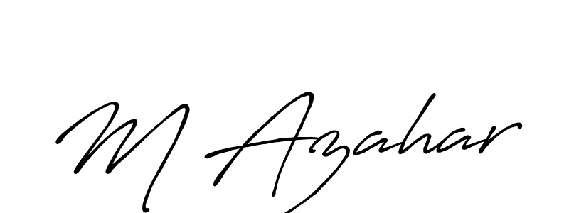 The best way (Antro_Vectra_Bolder) to make a short signature is to pick only two or three words in your name. The name M Azahar include a total of six letters. For converting this name. M Azahar signature style 7 images and pictures png