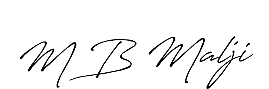 How to make M B Malji name signature. Use Antro_Vectra_Bolder style for creating short signs online. This is the latest handwritten sign. M B Malji signature style 7 images and pictures png