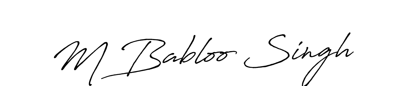The best way (Antro_Vectra_Bolder) to make a short signature is to pick only two or three words in your name. The name M Babloo Singh include a total of six letters. For converting this name. M Babloo Singh signature style 7 images and pictures png