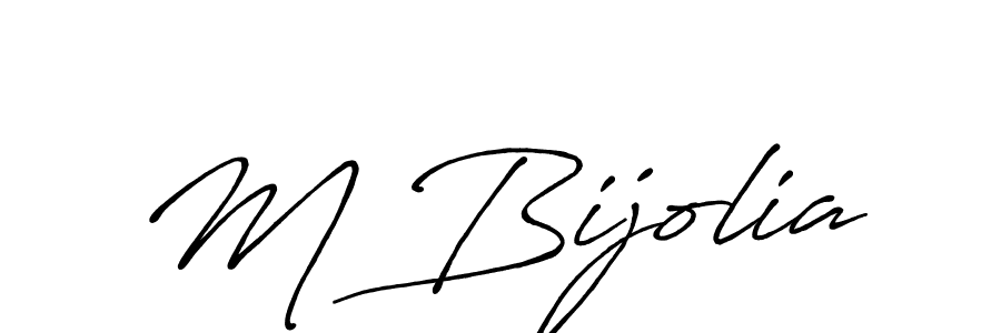 Design your own signature with our free online signature maker. With this signature software, you can create a handwritten (Antro_Vectra_Bolder) signature for name M Bijolia. M Bijolia signature style 7 images and pictures png