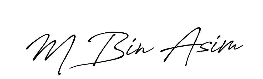 Create a beautiful signature design for name M Bin Asim. With this signature (Antro_Vectra_Bolder) fonts, you can make a handwritten signature for free. M Bin Asim signature style 7 images and pictures png