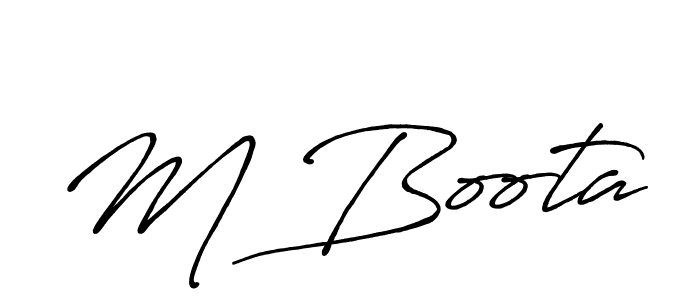 Use a signature maker to create a handwritten signature online. With this signature software, you can design (Antro_Vectra_Bolder) your own signature for name M Boota. M Boota signature style 7 images and pictures png