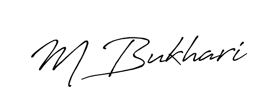 Make a beautiful signature design for name M Bukhari. With this signature (Antro_Vectra_Bolder) style, you can create a handwritten signature for free. M Bukhari signature style 7 images and pictures png