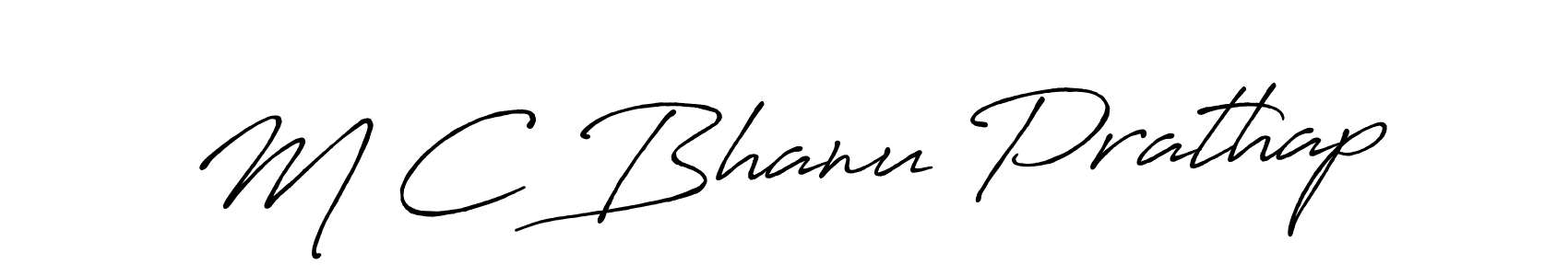 Antro_Vectra_Bolder is a professional signature style that is perfect for those who want to add a touch of class to their signature. It is also a great choice for those who want to make their signature more unique. Get M C Bhanu Prathap name to fancy signature for free. M C Bhanu Prathap signature style 7 images and pictures png