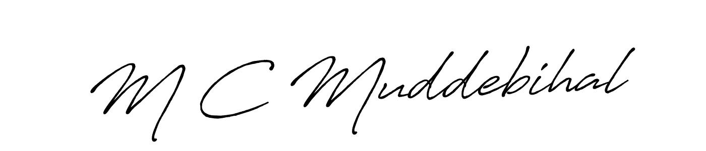 How to make M C Muddebihal name signature. Use Antro_Vectra_Bolder style for creating short signs online. This is the latest handwritten sign. M C Muddebihal signature style 7 images and pictures png