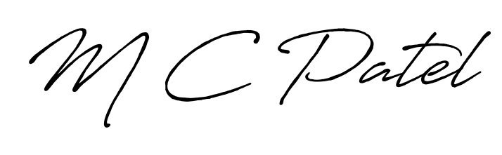 Get an exclusive digital autograph for M C Patel. The Antro_Vectra_Bolder typeface captures the charm of real penmanship on paper. M C Patel signature style 7 images and pictures png