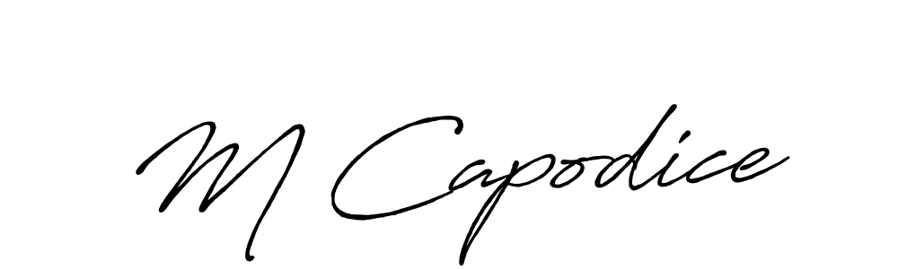 if you are searching for the best signature style for your name M Capodice. so please give up your signature search. here we have designed multiple signature styles  using Antro_Vectra_Bolder. M Capodice signature style 7 images and pictures png