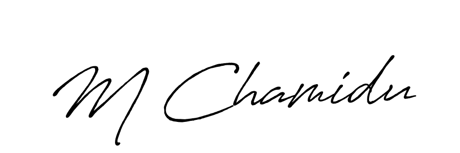 Also You can easily find your signature by using the search form. We will create M Chamidu name handwritten signature images for you free of cost using Antro_Vectra_Bolder sign style. M Chamidu signature style 7 images and pictures png