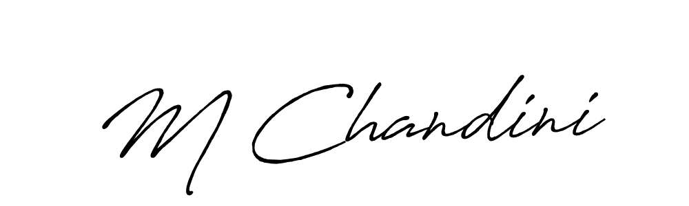 How to make M Chandini name signature. Use Antro_Vectra_Bolder style for creating short signs online. This is the latest handwritten sign. M Chandini signature style 7 images and pictures png