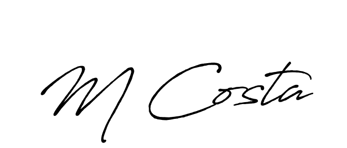 How to make M Costa name signature. Use Antro_Vectra_Bolder style for creating short signs online. This is the latest handwritten sign. M Costa signature style 7 images and pictures png