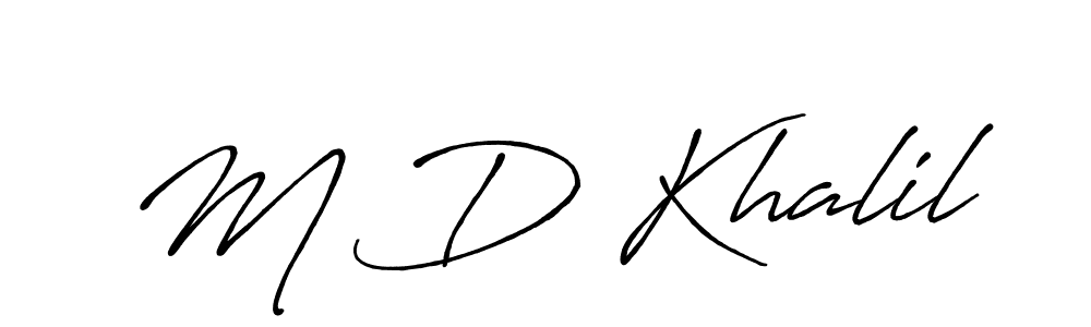 How to make M D Khalil name signature. Use Antro_Vectra_Bolder style for creating short signs online. This is the latest handwritten sign. M D Khalil signature style 7 images and pictures png