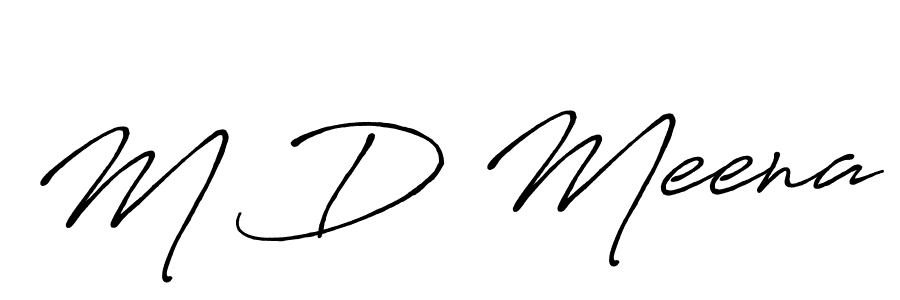 The best way (Antro_Vectra_Bolder) to make a short signature is to pick only two or three words in your name. The name M D Meena include a total of six letters. For converting this name. M D Meena signature style 7 images and pictures png