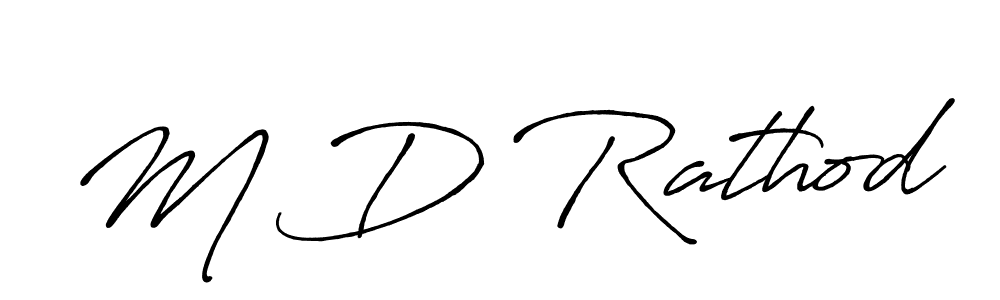 The best way (Antro_Vectra_Bolder) to make a short signature is to pick only two or three words in your name. The name M D Rathod include a total of six letters. For converting this name. M D Rathod signature style 7 images and pictures png