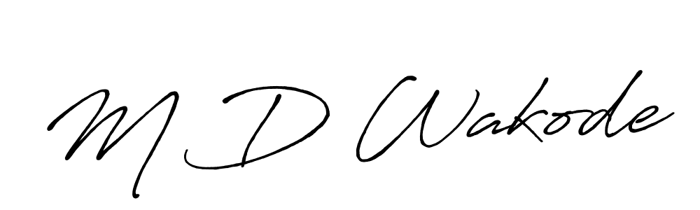Make a beautiful signature design for name M D Wakode. With this signature (Antro_Vectra_Bolder) style, you can create a handwritten signature for free. M D Wakode signature style 7 images and pictures png