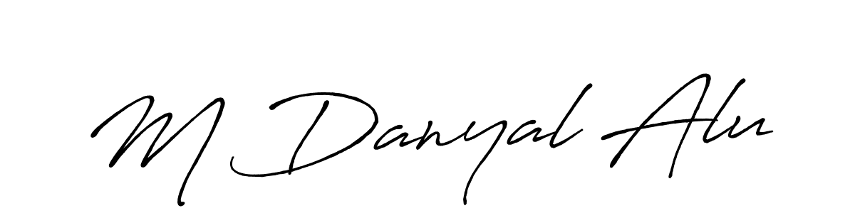 if you are searching for the best signature style for your name M Danyal Alu. so please give up your signature search. here we have designed multiple signature styles  using Antro_Vectra_Bolder. M Danyal Alu signature style 7 images and pictures png