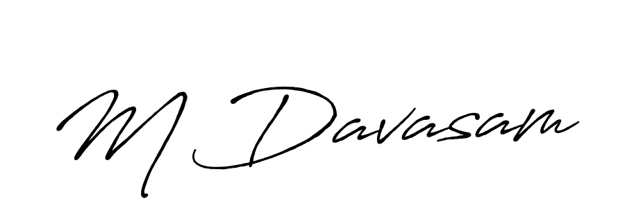 The best way (Antro_Vectra_Bolder) to make a short signature is to pick only two or three words in your name. The name M Davasam include a total of six letters. For converting this name. M Davasam signature style 7 images and pictures png