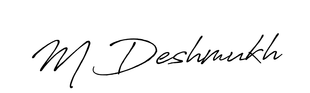 Use a signature maker to create a handwritten signature online. With this signature software, you can design (Antro_Vectra_Bolder) your own signature for name M Deshmukh. M Deshmukh signature style 7 images and pictures png