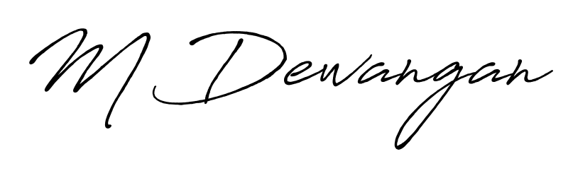 Express your personality with a custom M Dewangan signature crafted with Antro_Vectra_Bolder typography. Free transparent PNG download available. M Dewangan signature style 7 images and pictures png