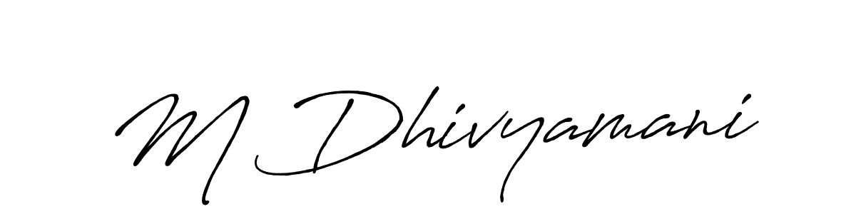 Similarly Antro_Vectra_Bolder is the best handwritten signature design. Signature creator online .You can use it as an online autograph creator for name M Dhivyamani. M Dhivyamani signature style 7 images and pictures png