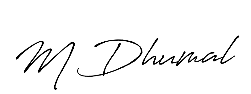 Use a signature maker to create a handwritten signature online. With this signature software, you can design (Antro_Vectra_Bolder) your own signature for name M Dhumal. M Dhumal signature style 7 images and pictures png