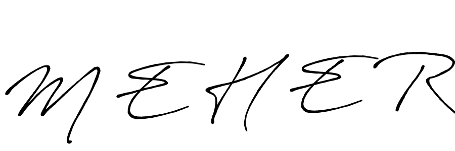 How to make M E H E R name signature. Use Antro_Vectra_Bolder style for creating short signs online. This is the latest handwritten sign. M E H E R signature style 7 images and pictures png