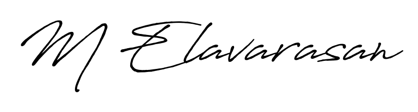 Get an exclusive digital autograph for M Elavarasan. The Antro_Vectra_Bolder typeface captures the charm of real penmanship on paper. M Elavarasan signature style 7 images and pictures png
