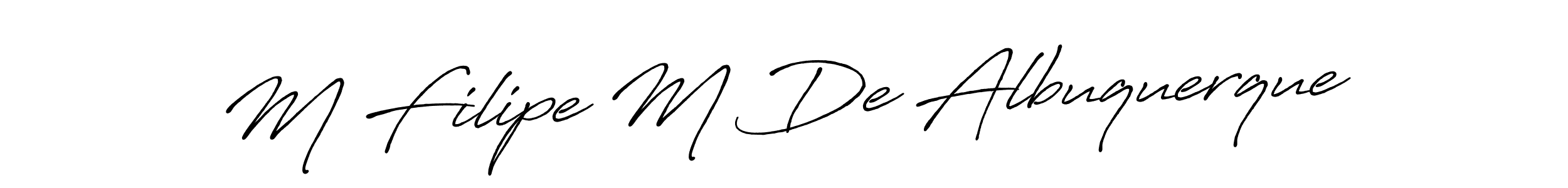 if you are searching for the best signature style for your name M Filipe M De Albuquerque. so please give up your signature search. here we have designed multiple signature styles  using Antro_Vectra_Bolder. M Filipe M De Albuquerque signature style 7 images and pictures png