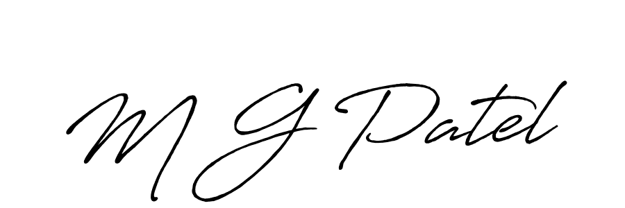 Make a beautiful signature design for name M G Patel. With this signature (Antro_Vectra_Bolder) style, you can create a handwritten signature for free. M G Patel signature style 7 images and pictures png