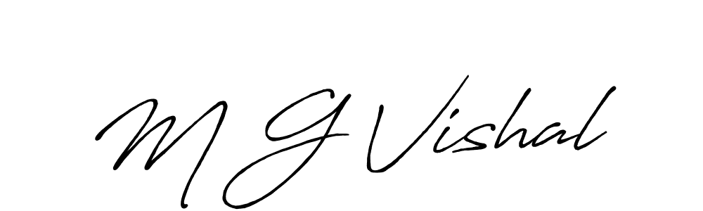 How to make M G Vishal name signature. Use Antro_Vectra_Bolder style for creating short signs online. This is the latest handwritten sign. M G Vishal signature style 7 images and pictures png