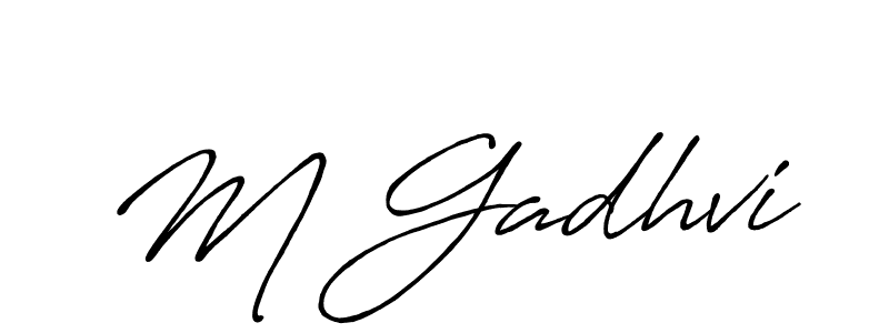if you are searching for the best signature style for your name M Gadhvi. so please give up your signature search. here we have designed multiple signature styles  using Antro_Vectra_Bolder. M Gadhvi signature style 7 images and pictures png