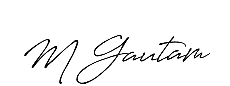 The best way (Antro_Vectra_Bolder) to make a short signature is to pick only two or three words in your name. The name M Gautam include a total of six letters. For converting this name. M Gautam signature style 7 images and pictures png