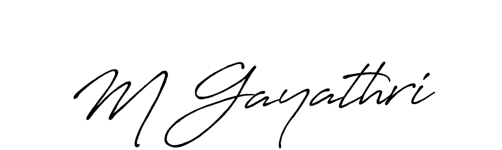 Use a signature maker to create a handwritten signature online. With this signature software, you can design (Antro_Vectra_Bolder) your own signature for name M Gayathri. M Gayathri signature style 7 images and pictures png