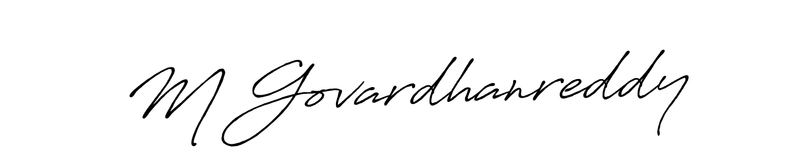 How to make M Govardhanreddy name signature. Use Antro_Vectra_Bolder style for creating short signs online. This is the latest handwritten sign. M Govardhanreddy signature style 7 images and pictures png