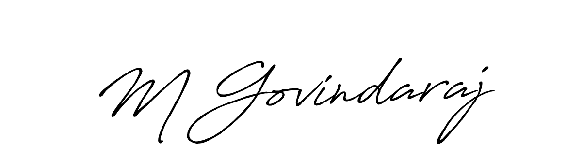 How to make M Govindaraj name signature. Use Antro_Vectra_Bolder style for creating short signs online. This is the latest handwritten sign. M Govindaraj signature style 7 images and pictures png