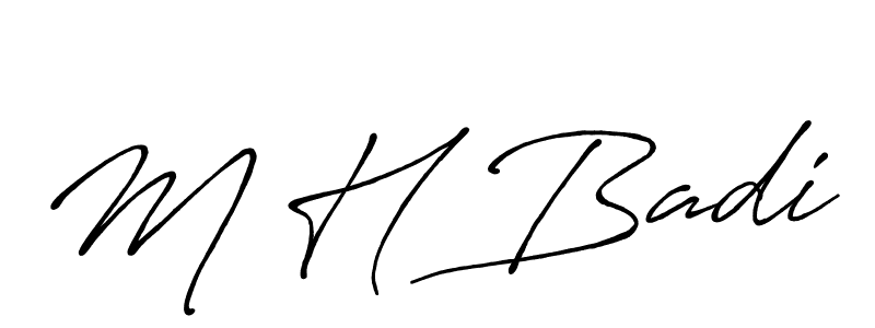 How to make M H Badi name signature. Use Antro_Vectra_Bolder style for creating short signs online. This is the latest handwritten sign. M H Badi signature style 7 images and pictures png