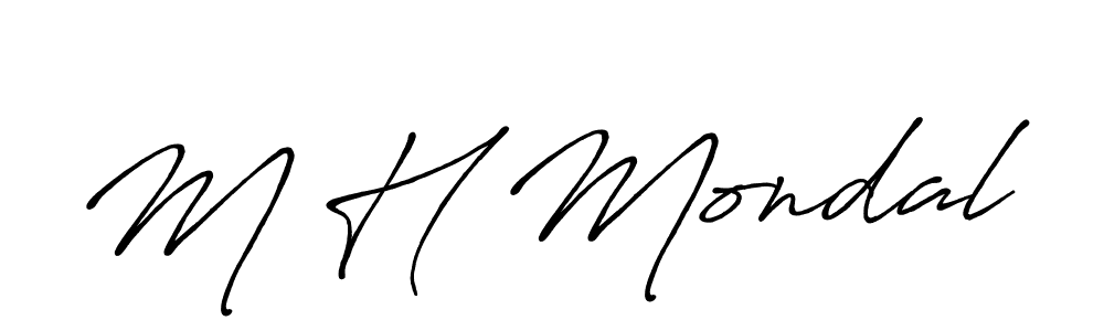 How to make M H Mondal name signature. Use Antro_Vectra_Bolder style for creating short signs online. This is the latest handwritten sign. M H Mondal signature style 7 images and pictures png