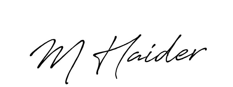 Also we have M Haider name is the best signature style. Create professional handwritten signature collection using Antro_Vectra_Bolder autograph style. M Haider signature style 7 images and pictures png