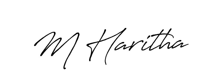 Design your own signature with our free online signature maker. With this signature software, you can create a handwritten (Antro_Vectra_Bolder) signature for name M Haritha. M Haritha signature style 7 images and pictures png