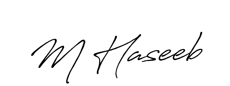 Use a signature maker to create a handwritten signature online. With this signature software, you can design (Antro_Vectra_Bolder) your own signature for name M Haseeb. M Haseeb signature style 7 images and pictures png