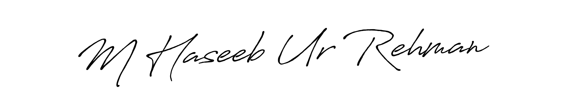 You should practise on your own different ways (Antro_Vectra_Bolder) to write your name (M Haseeb Ur Rehman) in signature. don't let someone else do it for you. M Haseeb Ur Rehman signature style 7 images and pictures png