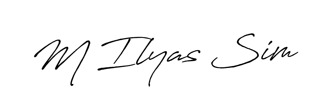 How to make M Ilyas Sim name signature. Use Antro_Vectra_Bolder style for creating short signs online. This is the latest handwritten sign. M Ilyas Sim signature style 7 images and pictures png