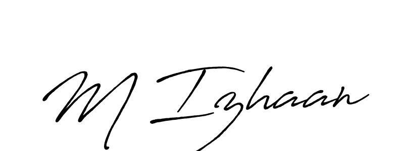 if you are searching for the best signature style for your name M Izhaan. so please give up your signature search. here we have designed multiple signature styles  using Antro_Vectra_Bolder. M Izhaan signature style 7 images and pictures png