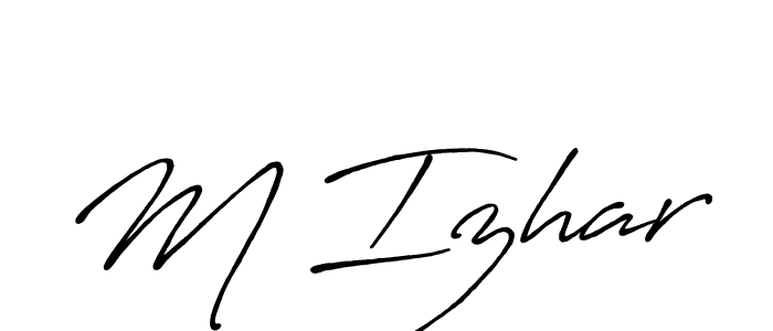 M Izhar stylish signature style. Best Handwritten Sign (Antro_Vectra_Bolder) for my name. Handwritten Signature Collection Ideas for my name M Izhar. M Izhar signature style 7 images and pictures png