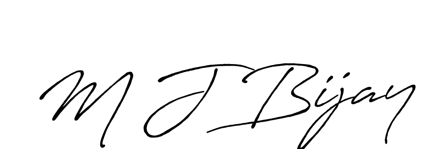 Use a signature maker to create a handwritten signature online. With this signature software, you can design (Antro_Vectra_Bolder) your own signature for name M J Bijay. M J Bijay signature style 7 images and pictures png